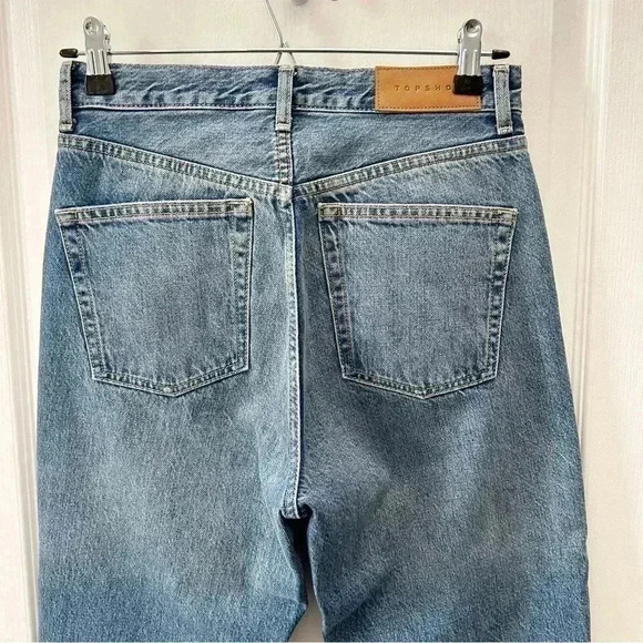 Topshop Editor Jeans High Rise Straight Leg Denim Cropped Button Fly Blue 26 - Picture 8 of 16